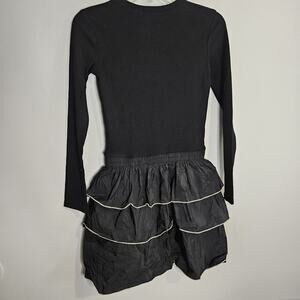 Zara Black Tired Ruffled Mini Dress Womens Small Knit Top Ruffled Skirt